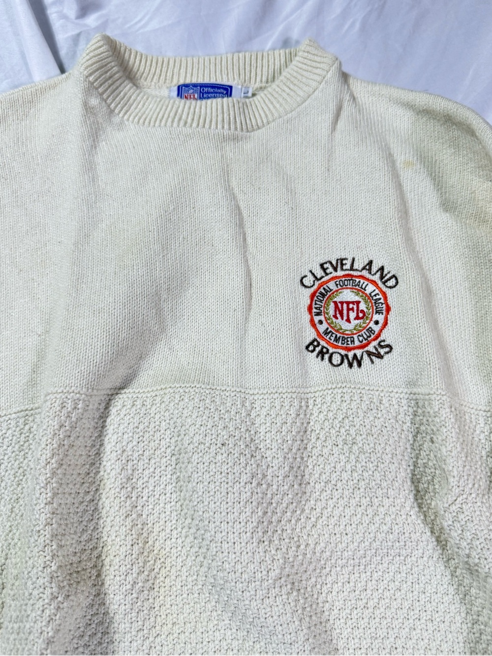 Vintage Nutmeg NFL Cleveland Browns Cream Crewneck Sweater